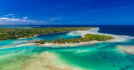 Drone aerial view of Erakor Island, Vanuatu, near Port Vila - obrazy, fototapety, plakaty