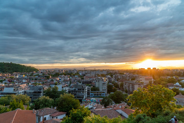 Sunset from one of the seven hills in Plovdiv city