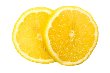 two lemons fresh isolated on white background