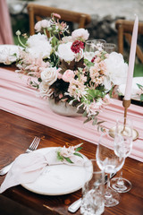 Awesome wedding decoration of the table and floral design