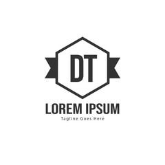 Initial DT logo template with modern frame. Minimalist DT letter logo vector illustration