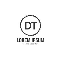 Initial DT logo template with modern frame. Minimalist DT letter logo vector illustration