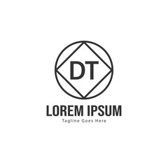 Initial DT logo template with modern frame. Minimalist DT letter logo vector illustration