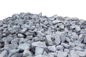 Piles of crushed stone isolate on white.