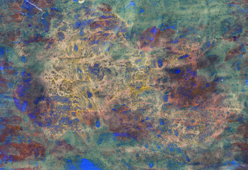 Fototapeta na wymiar texture background tempera acrylic spots blue red gold paint