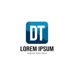 Initial DT logo template with modern frame. Minimalist DT letter logo vector illustration