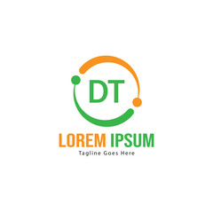 Initial DT logo template with modern frame. Minimalist DT letter logo vector illustration