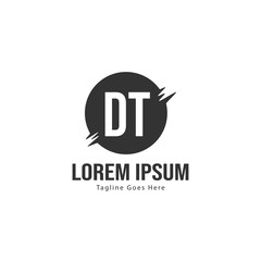 Initial DT logo template with modern frame. Minimalist DT letter logo vector illustration
