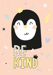 Cute and funny animal postcard design. Isolated. Vector. Good for cards, t shirt design, stickers or nursery decor. Scandinavian kids collection