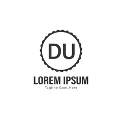 Initial DU logo template with modern frame. Minimalist DU letter logo vector illustration