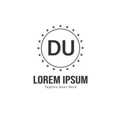 Initial DU logo template with modern frame. Minimalist DU letter logo vector illustration