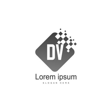Initial DV logo template with modern frame. Minimalist DV letter logo vector illustration