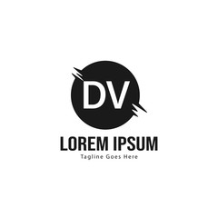 Obraz premium Initial DV logo template with modern frame. Minimalist DV letter logo vector illustration