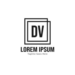 Obraz premium Initial DV logo template with modern frame. Minimalist DV letter logo vector illustration