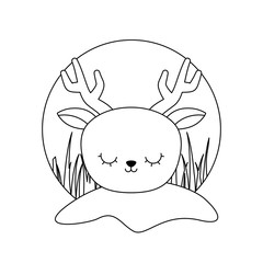 head of cute reindeer animal isolated icon