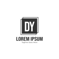 Initial DY logo template with modern frame. Minimalist DY letter logo vector illustration
