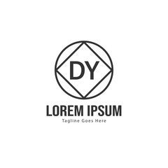 Initial DY logo template with modern frame. Minimalist DY letter logo vector illustration