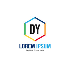 Initial DY logo template with modern frame. Minimalist DY letter logo vector illustration
