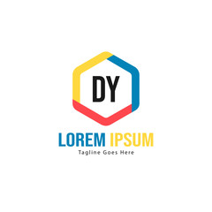 Initial DY logo template with modern frame. Minimalist DY letter logo vector illustration