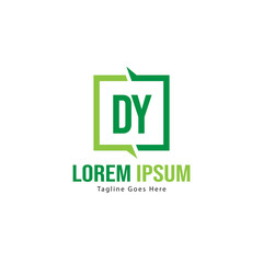 Initial DY logo template with modern frame. Minimalist DY letter logo vector illustration