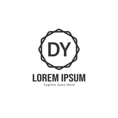 Initial DY logo template with modern frame. Minimalist DY letter logo vector illustration