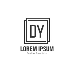 Initial DY logo template with modern frame. Minimalist DY letter logo vector illustration
