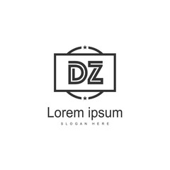 Initial DZ logo template with modern frame. Minimalist DZ letter logo vector illustration