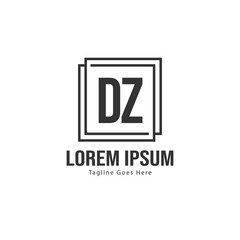 Initial DZ logo template with modern frame. Minimalist DZ letter logo vector illustration