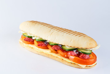 Papini with sausage on a white background.