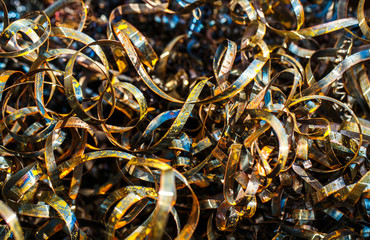 Closeup twisted spiral steel shavings