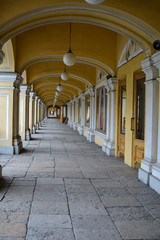 Arched passage along the  old building, St. Petersburg, Russia
