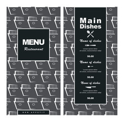 Menu template for restaurant, fast food, bistro, pub, cafe. Vector illustration retro style in gray tones