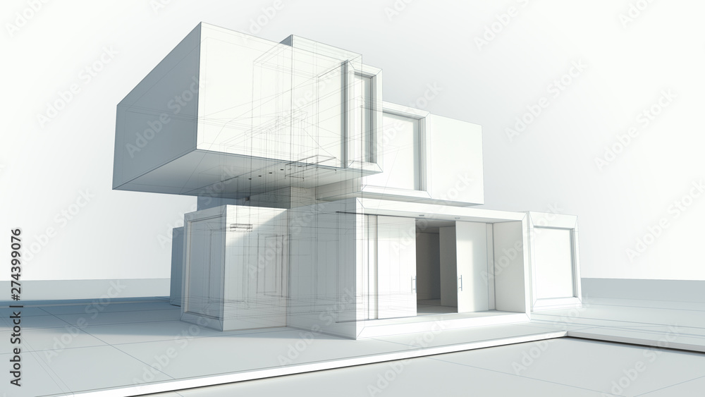Poster modern house abstract rendering