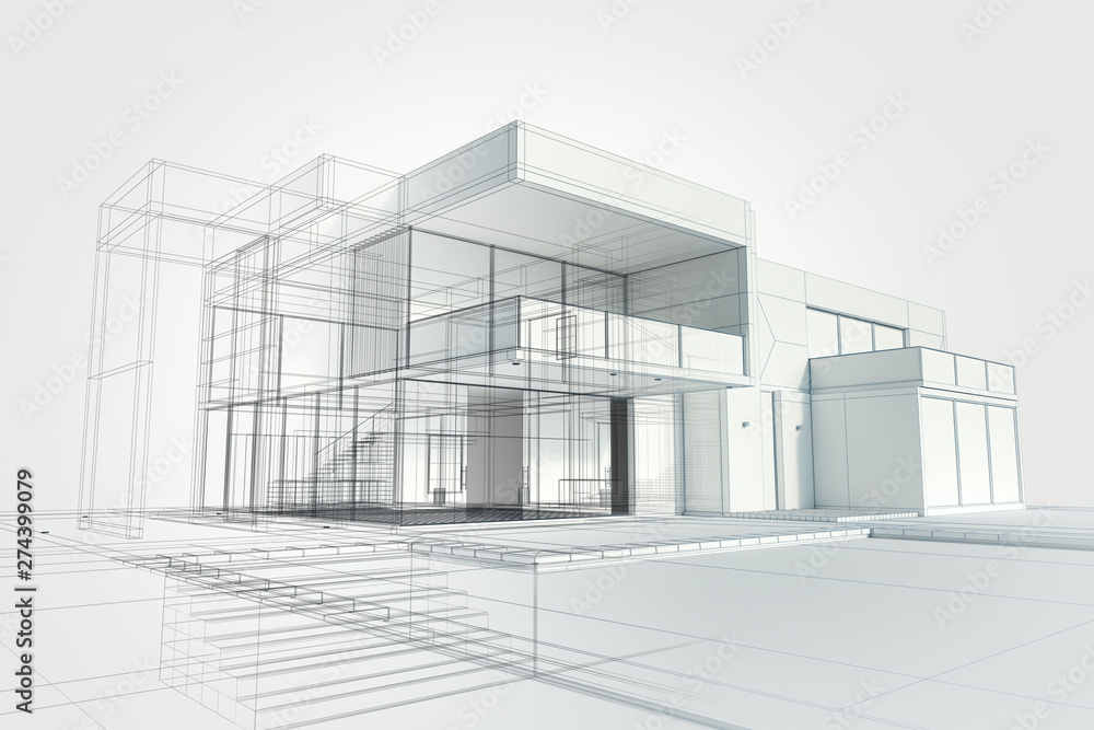 Aufkleber modern house abstract rendering