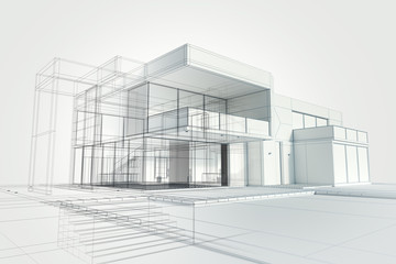 Fototapeta Modern house abstract rendering obraz