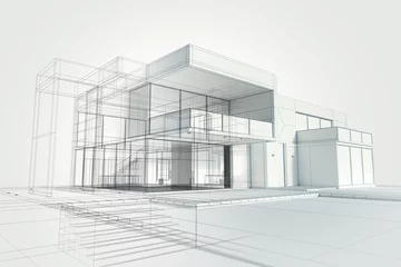 Foto op Aluminium Modern house abstract rendering © FrankBoston
