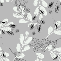 Fototapeta premium Leaves Seamless Pattern. Hand Drawn Illustration.