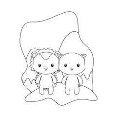 cute piggy with porcupine animals isolated icon