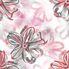Floral Seamless Pattern. Watercolor Background.