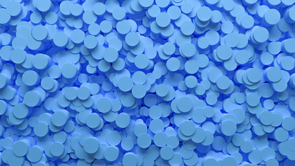 abstract pattern of randomly scattered blue cylinders, 3d illustration