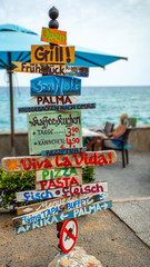 Wegweiser auf Mallorca zu Essen und Trinken