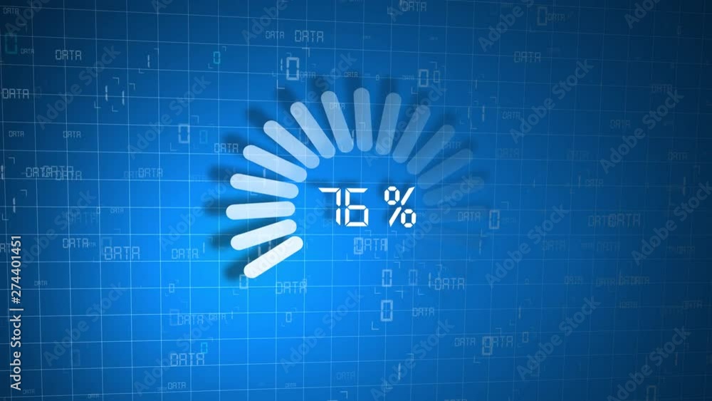 Poster 4k video of animation science futuristic loading circle ring. loading transfer download 0-100% in bl