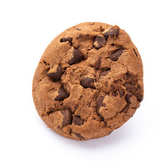 Chocolate chip cookies isolated on white background. Sweet biscuits. Homemade pastry.
