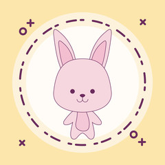 Obraz na płótnie Canvas cute rabbit animal with frame circular