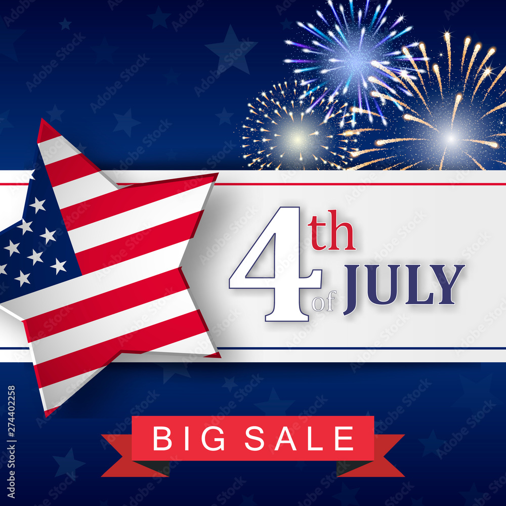 Wall mural 4th of July Sale banner. Vector illustration