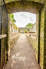 Entrance of the Abbey Graveyard in Athlone town, beautiful spring day in the county of Westmeath, Ireland