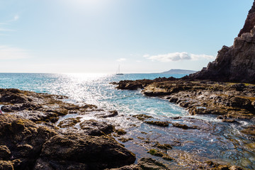 A view of a beach of Lanzarote, Canary Islands, Spain.