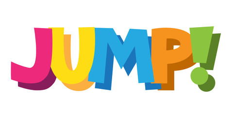 JUMP! cartoon-style hand lettering banner