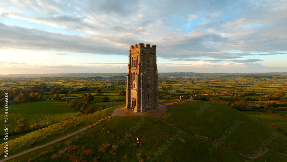 Wall mural glastonbury tor monument, england, uk