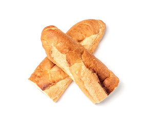 Baguette cut in half. Baguette bread. French bread. Organic baguette francese on isolated